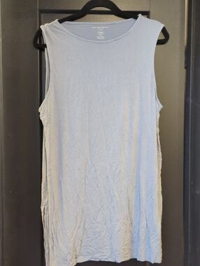 Light Blue Sleeveless Tunic Tank Top by